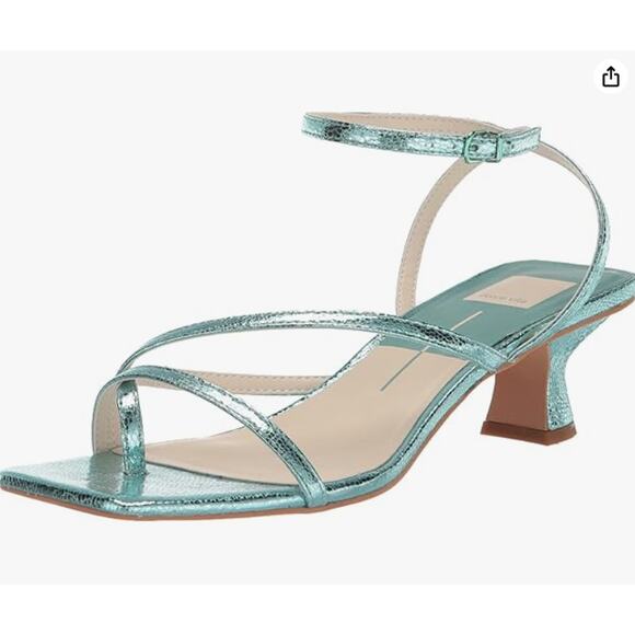 NEW Dolce Vita Women's Baylor Metallic Kitten Heeled Strappy Sandal Size 10 Blue - Picture 3 of 7
